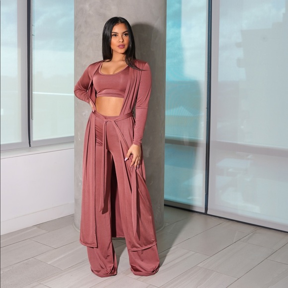 Style Link Miami Pants - Silky Cardigan Pant Set